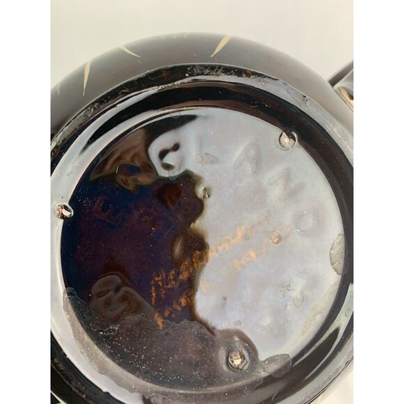 Vintage Brown Heath Ceramics Teapot Made in England Gold Trim Painted Design - Picture 11 of 12